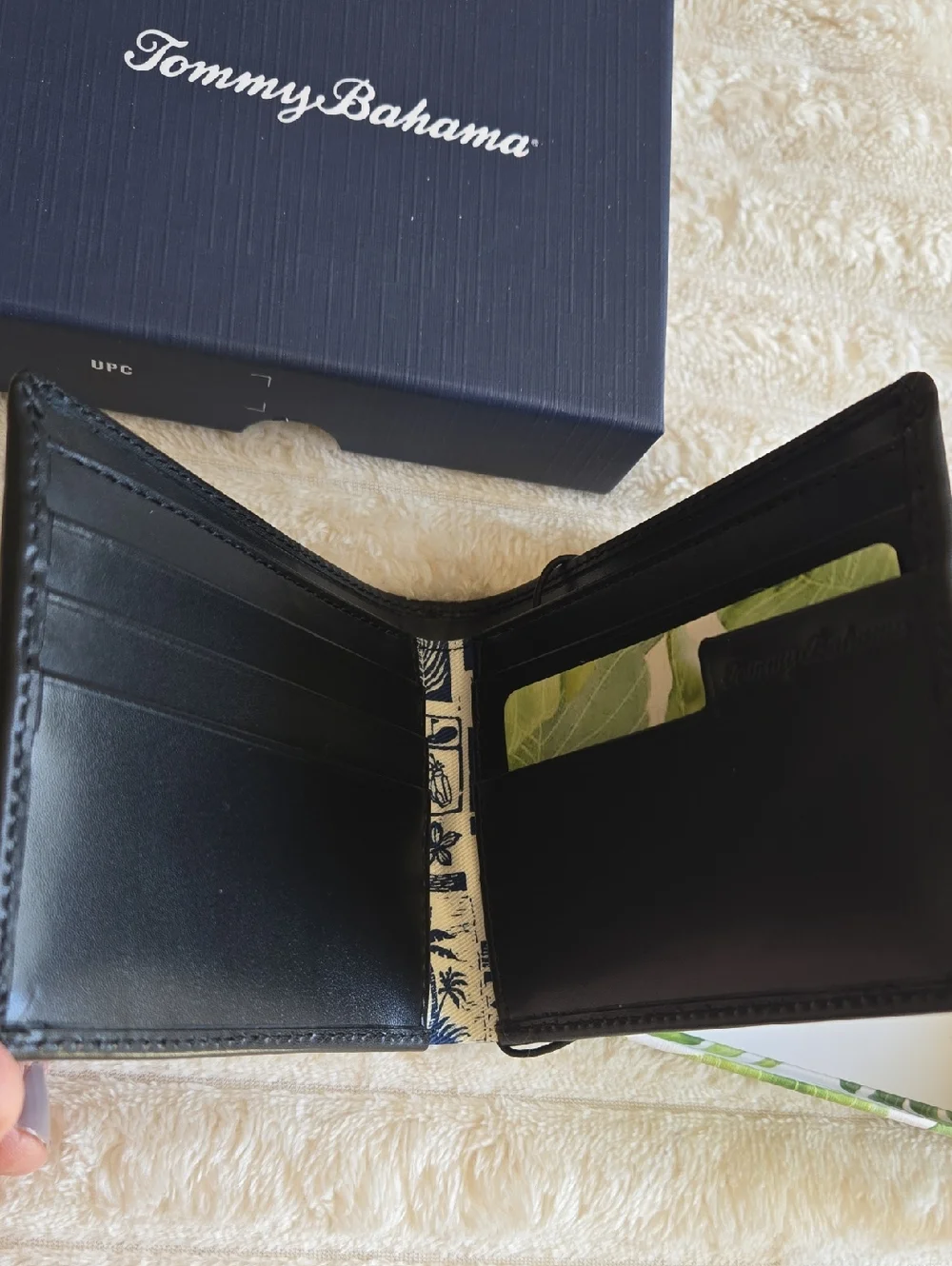 Tommy Bahama Leather Slimfold Black Wallet NIB